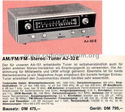 AM FM Tuner AJ-32E; Heathkit Brand, (ID = 758269) Radio