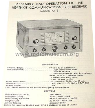 AR-3 Amateur-R Heathkit Brand, Heath Co.; Benton Harbor MI, Build ...