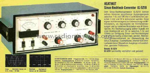 Audio Generator IG-5218; Heathkit Brand, (ID = 1056331) Equipment