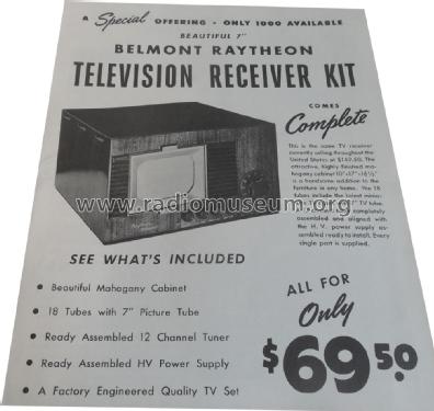 Belmont Raytheon - Television Receiver Kit ; Heathkit Brand, (ID = 1830084) Télévision