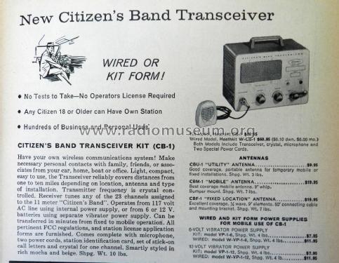 Citizen's Band Transceiver W-CB-1 ; Heathkit Brand, (ID = 2659891) Citizen