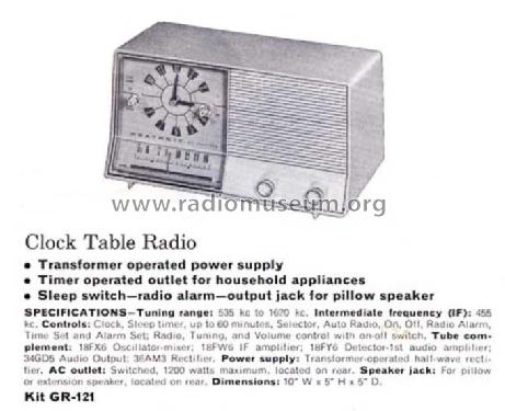 Clock Table Radio GR-121; Heathkit Brand, (ID = 756887) Radio