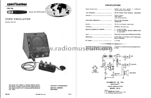 Code Oscillator HD-16; Heathkit Brand, (ID = 2438603) Amateur-D