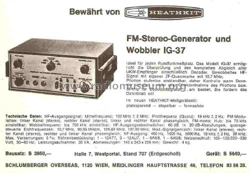 FM Stereo Generator IG-37; Heathkit Brand, (ID = 762903) Equipment