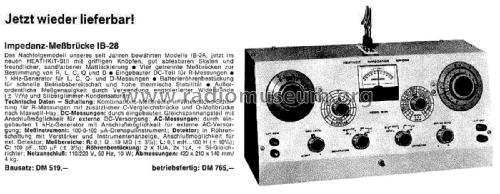 Impedance Bridge IB-28; Heathkit Brand, (ID = 2389343) Equipment