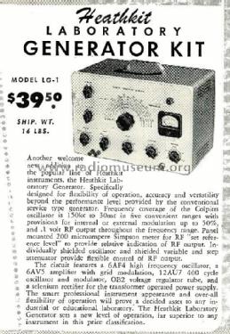 Laboratory Generator LG-1; Heathkit Brand, (ID = 2652004) Equipment