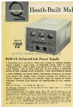 Power Supply EUW-15; Heathkit Brand, (ID = 2650237) Ausrüstung