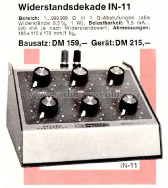 Resistor Substitution Box IN-11; Heathkit Brand, (ID = 758868) Equipment