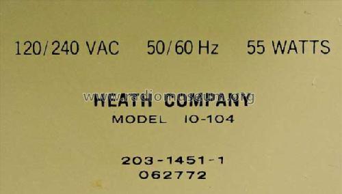 Scope IO-104; Heathkit Brand, (ID = 761761) Equipment