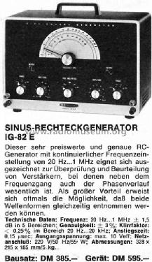 Sinus-Rechteckgenerator IG-82E; Heathkit Brand, (ID = 294082) Ausrüstung