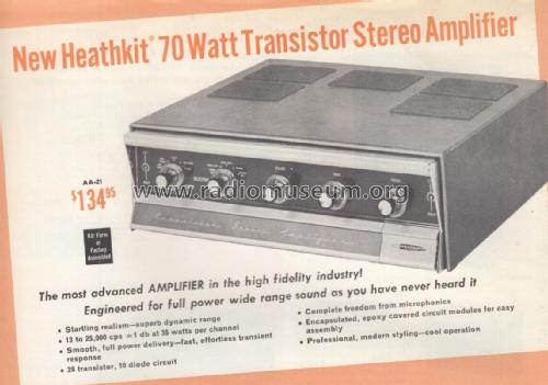 Transistor Stereo Amplifier AA-21; Heathkit Brand, (ID = 3002827) Ampl/Mixer