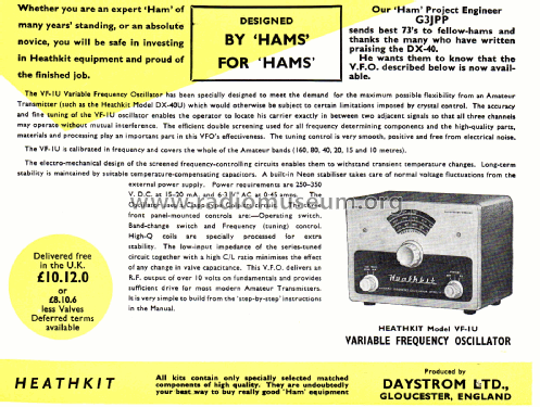 Variable Frequency Oscillator VF-1U; Heathkit UK by (ID = 2596649) Amateur-D