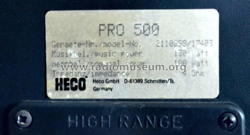 Pro 500; Heco, Hennel & Co. (ID = 2756162) Speaker-P