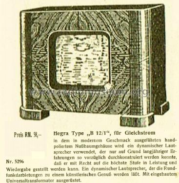 Elektro-dynamischer Lautsprecher B12/1; Hegra, Hekra, Marke, (ID = 1795277) Speaker-P