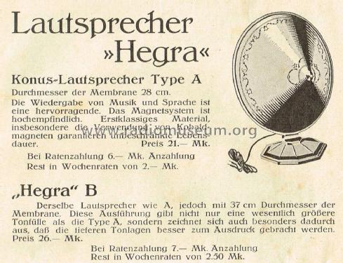 Konus-Lautsprecher Form B Speaker-P Hegra, Hekra, Marke, |Radiomuseum.org