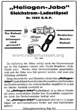 Gleichstrom-Ladestöpsel Jobo 1960; Heliogen, Hermann (ID = 745576) mod-past25