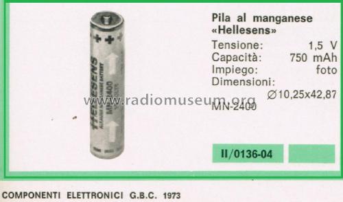 Manganese Battery - Pila al Manganese MN-2400; Hellesens Enke & V. (ID = 3117114) Power-S