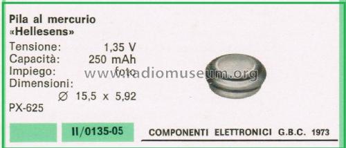 Mercury Battery - Batteria al Mercurio PX-625; Hellesens Enke & V. (ID = 3116881) Power-S