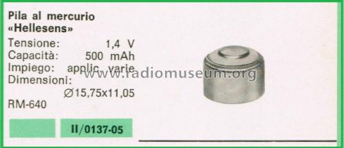 Mercury Battery - Batteria al Mercurio RM-640; Hellesens Enke & V. (ID = 3117116) Power-S