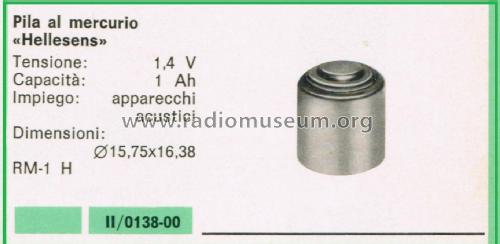 Mercury Battery - Pila al Mercurio RM-1 H; Hellesens Enke & V. (ID = 3117557) Fuente-Al