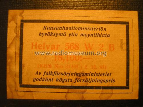 568W2B; Oy Helvar; Helsinki (ID = 1955990) Radio