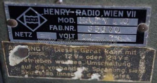 HAEV 110; Henry, Kapt. (ID = 2595889) Car Radio