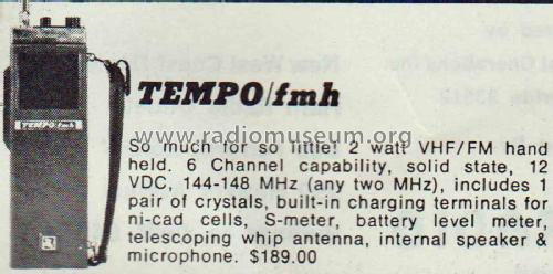 2 Watt VHF FM Handheld Transceiver TEMPO/fmh; Henry Radio, Inc.; (ID = 2062592) Amat TRX