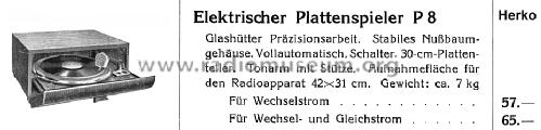 Plattenspieler-Schatulle P8; Herko; Herbert Kohl; (ID = 818371) R-Player