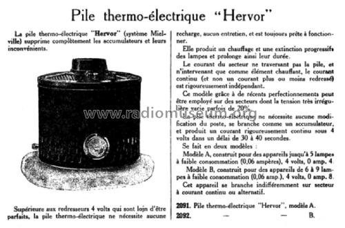 Pile thermo-électrique Miéville-Hervor Modèle A et B; Hervor, Herbelot & (ID = 2652421) Power-S