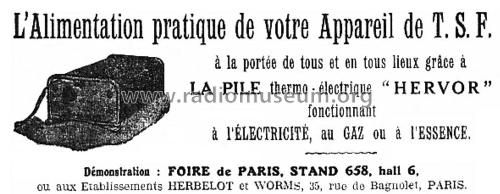 Pile thermo-électrique sur secteur, gaz ou essence; Hervor, Herbelot & (ID = 2652404) Aliment.