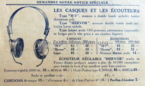 Casques et Écouteurs Type HV; Hervor, Herbelot & (ID = 2149462) Speaker-P