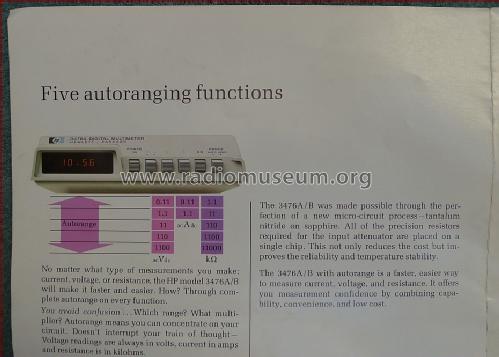 Digital Multimeter 3476A; Hewlett-Packard, HP; (ID = 1556491) Equipment