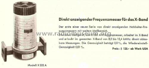 Frequenzmesser für das X-Band X-532-A; Hewlett-Packard, HP; (ID = 837182) Equipment