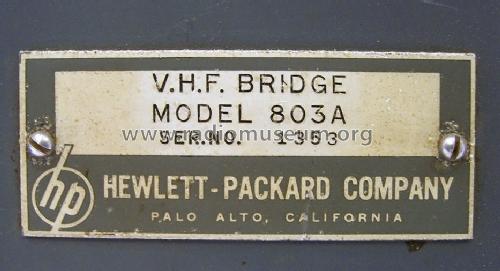 VHF Bridge 803A; Hewlett-Packard, HP; (ID = 1504005) Equipment