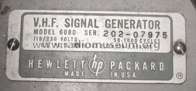 VHF Signal Generator 608D; Hewlett-Packard, HP; (ID = 1803267) Ausrüstung