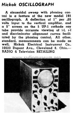 Oscillograph Model 195 ; Hickok Electrical (ID = 1295488) Equipment