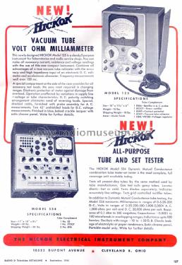 Tube and Set Tester 534; Hickok Electrical (ID = 1148284) Equipment