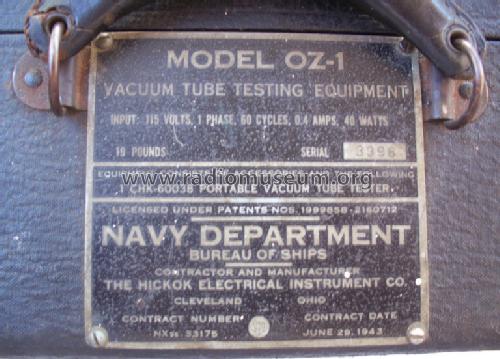 Vacuum Tube Testing Equipment OZ-1; MILITARY U.S. (ID = 1100461) Equipment