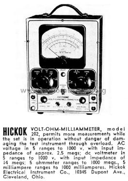 Volt-Ohm-Milliammeter 202; Hickok Electrical (ID = 1150475) Equipment