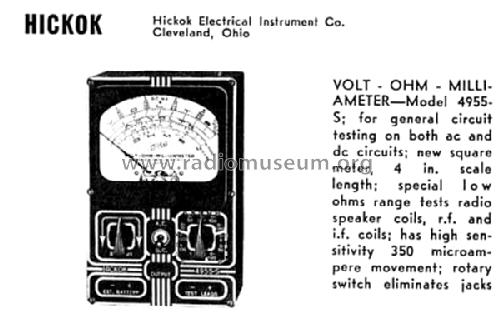 Volt-Ohm-Milliampére-Meter 4955S; Hickok Electrical (ID = 1043232) Equipment