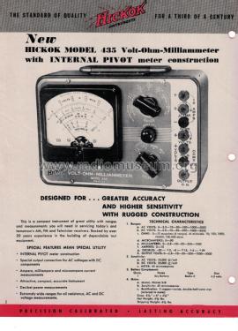 Volt-Ohm-Milliammeter Model 435; Hickok Electrical (ID = 2712308) Equipment