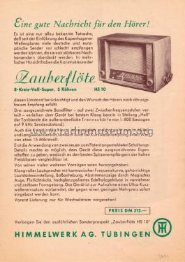 Zauberflöte HS10; Himmelwerk AG, (ID = 2611833) Radio