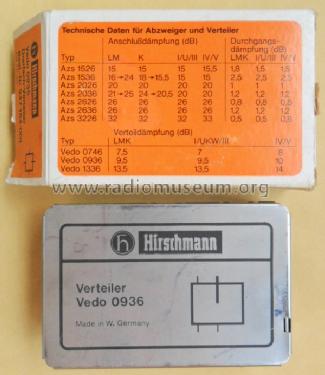Vedo - Dreifach-Verteiler 0936; Hirschmann GmbH & Co (ID = 1660954) Divers