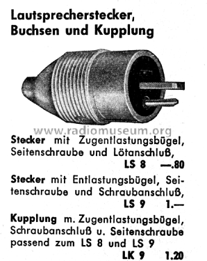 Lautsprecher-Kupplung LK9, LK91; Hirschmann GmbH & Co (ID = 3028656) Radio part