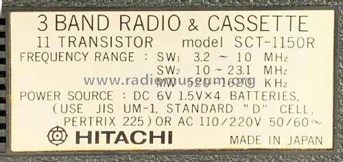 3 Band Radio & Cassette SCT-1150R; Hitachi Ltd.; Tokyo (ID = 2929964) Radio