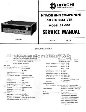 Solid State AM-FM Stereo Receiver SR-301; Hitachi Ltd.; Tokyo (ID = 2656443) Radio