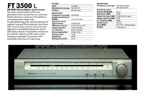 AM-FM Stereo Tuner FT-3500L; Hitachi Ltd.; Tokyo (ID = 2819740) Radio