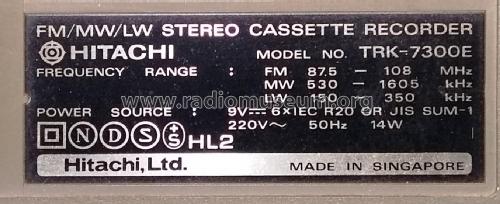 FM/MW/LW Stereo Cassette Recorder TRK 7300E; Hitachi Ltd.; Tokyo (ID = 2213144) Radio