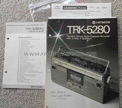 FM/SW/MW Stereo Cassette Recorder TRK-5280AU; Hitachi Ltd.; Tokyo (ID = 1349644) Radio