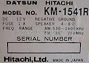 KM-1541R; Hitachi Ltd.; Tokyo (ID = 539970) Car Radio